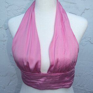 Zara Women's Pink Satin Crop-top Worn Once